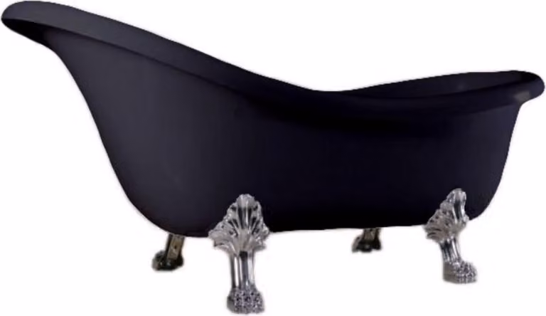 Casa Padrino vasca in stile liberty nero/argento 174 x 83 x h. 81 cm - Vasca da bagno freestanding retrò con piedi di leone - Mobili da bagno retrò