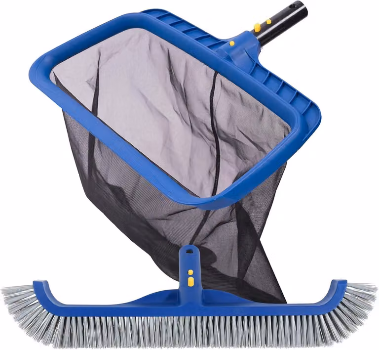 Kit per la pulizia della piscina, retino e spazzola per piscina da 18 pollici, con struttura robusta, ideale per piscine