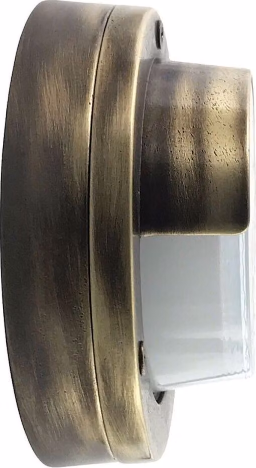 Applique da esterno in ottone massiccio vetro rotondo D: 14 cm IP64 in bianco antico G9 luce marittima da basamento
