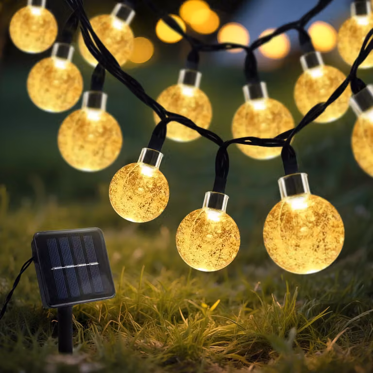 Catena luminosa solare, 8 metri, 40 LED, 8 modalità, grado di protezione IP65, luce bianco caldo