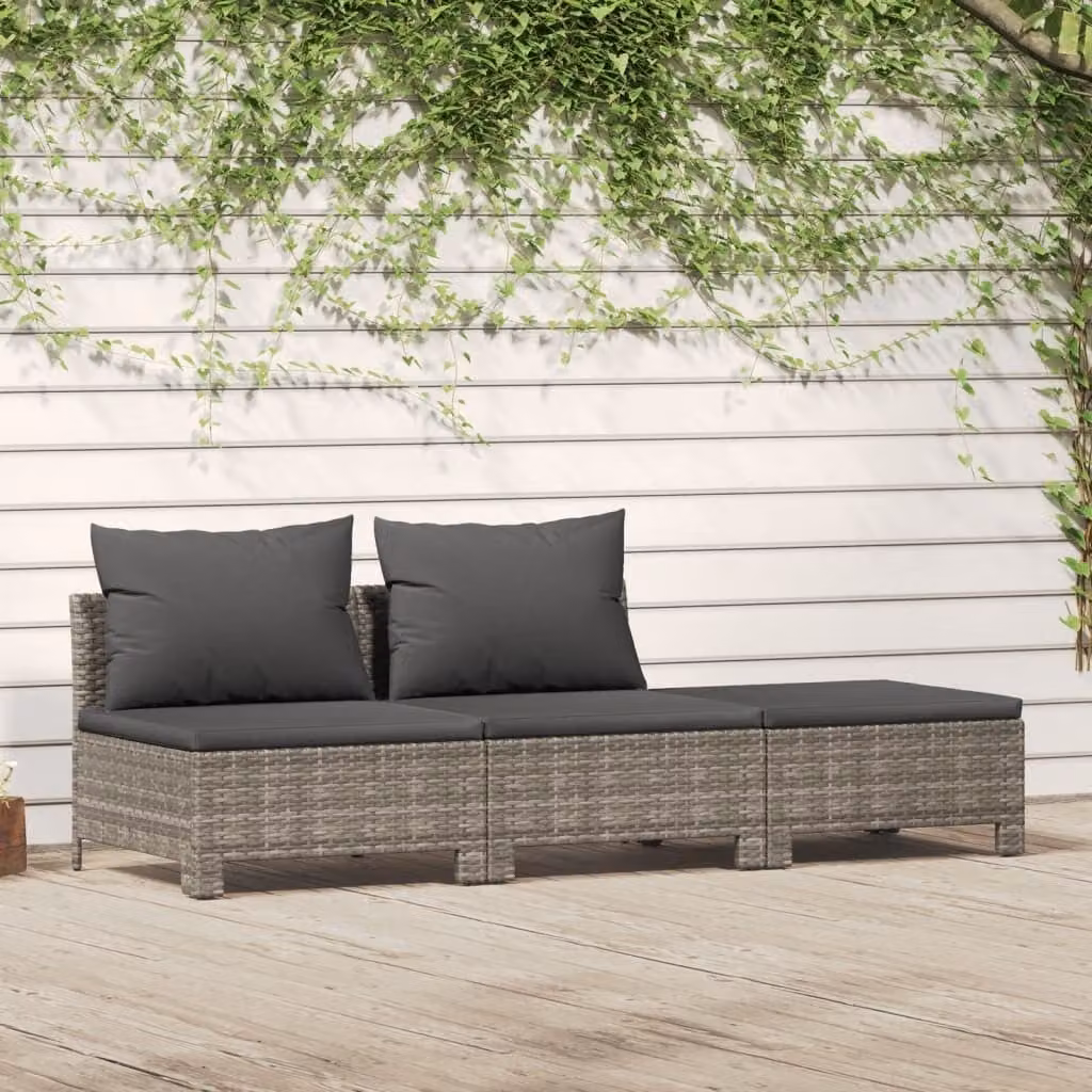 Maison Exclusive - Set da giardino 3 pezzi con cuscini grigio in polyrattan
