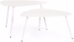 Set di 2 tavolini da esterno YVONNE in metallo bianco con forma organica e finitura opaca
