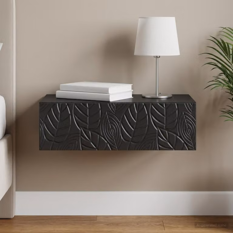 vidaXL Tavolino da Parete Laterale Moderno in MDF Nero L: 87,5 cm, P: 34,5 cm, H: 17 cm