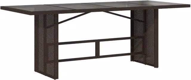 Tavolo Giardino | Tavolino da esterno Piano Vetro Marrone 190x80x74cm Polyrattan