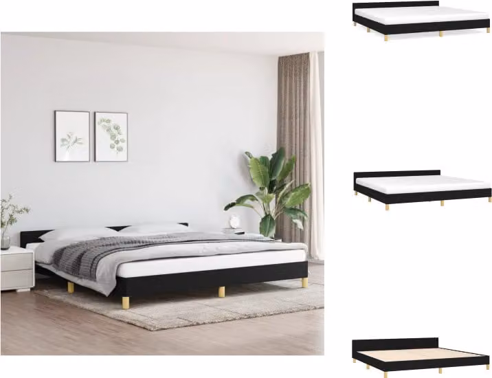 vidaXL Struttura letto con testiera in tessuto nero 200x200 cm - Letti e strutture letto