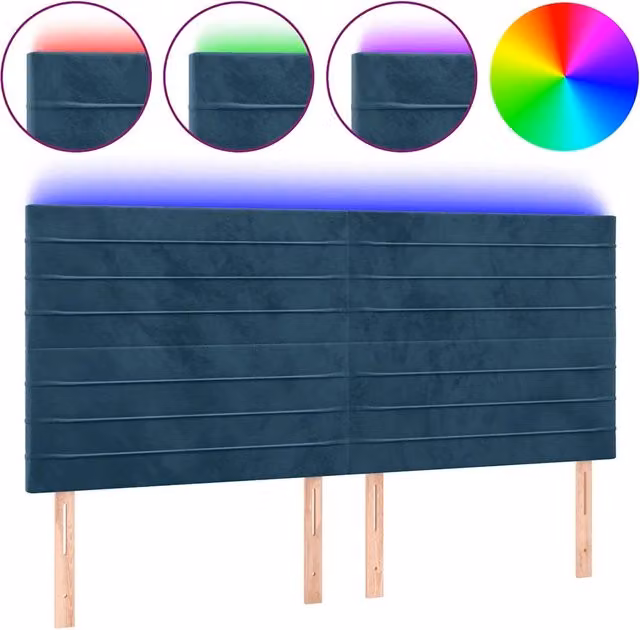 Testiera | Testata a LED Blu Scuro 160x5x118/128 cm in Velluto