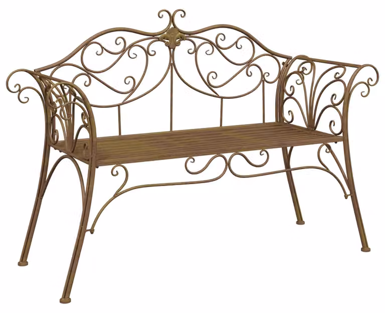 Panca da giardino, 2 posti, dimensioni 130 x 47 x 90 cm, acciaio