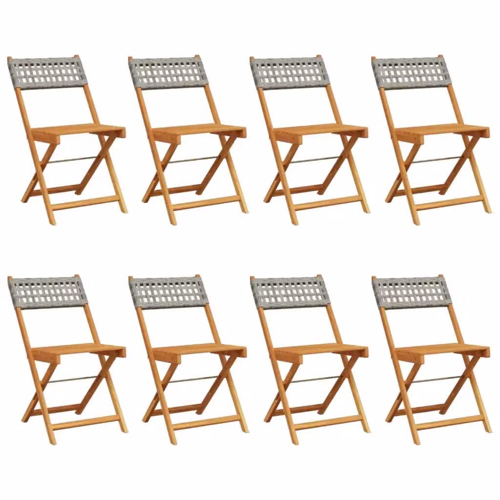 Set di 8 sedie pieghevoli vidaXL in polyrattan grigio e legno di acacia con braccioli – 2