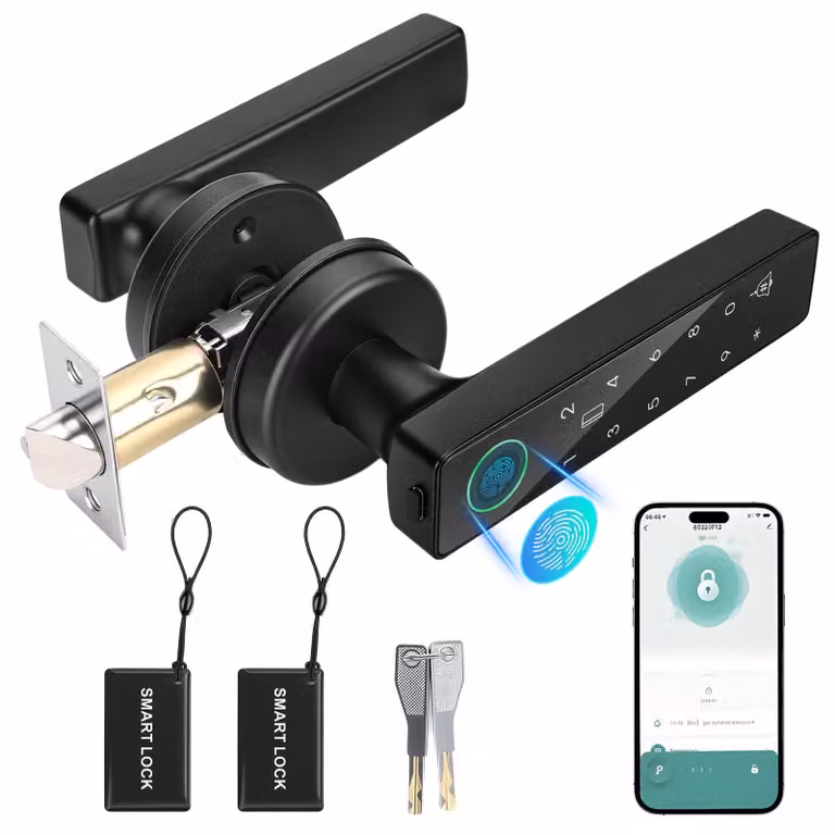 Serratura biometrica per impronte digitali, blocco elettronico in alluminio per porte in legno