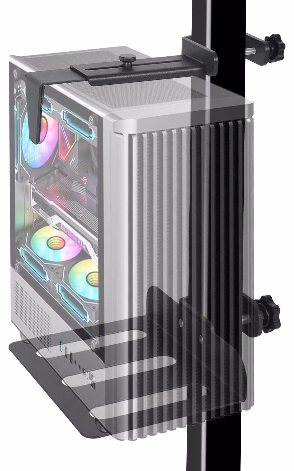 Supporto per PC da fissare sotto la scrivania - Supporto regolabile per PC da 15 a 25 cm - Morsetto in metallo