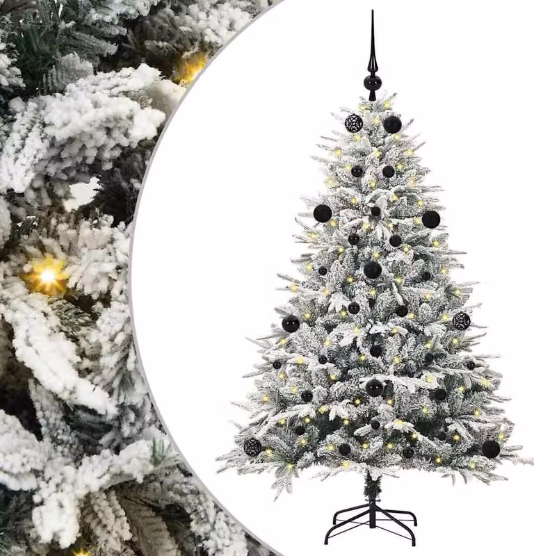 Albero di Natale Artificiale Pre-illuminato con Set di Palline