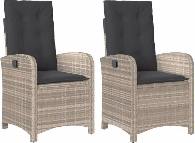 Sedie Reclinabili Giardino 2 pz | Sedie da Esterno Cuscini Grigio Chiaro Polyrattan