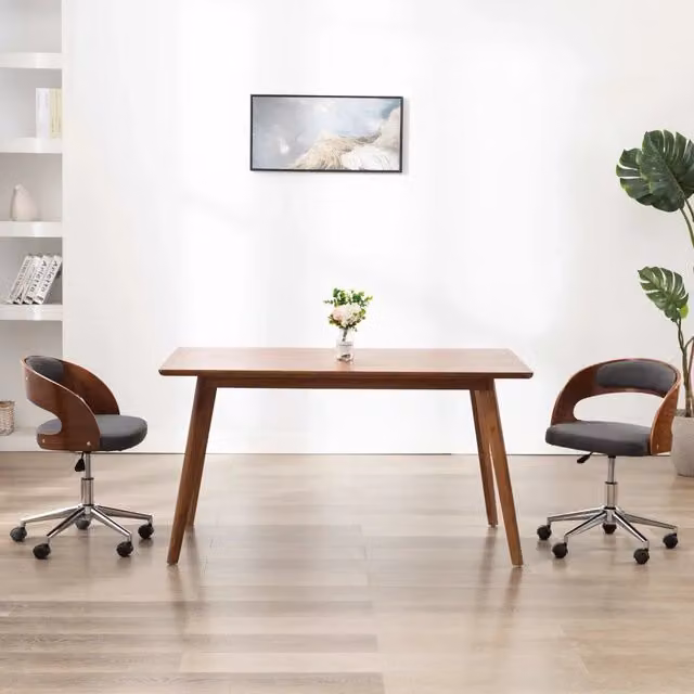Sedie da Pranzo Girevoli 2 pz Grigie in Legno Curvo e Tessuto 3054920