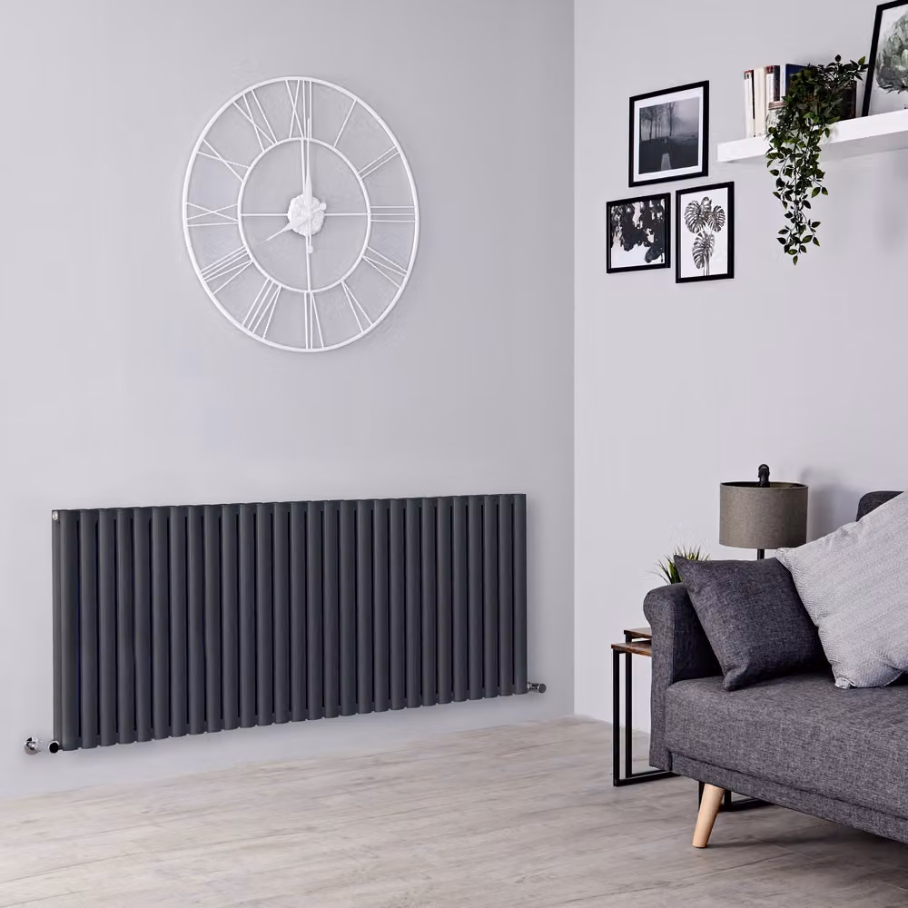 Radiatore Orizzontale Design Antracite 600x1652mm - Pannello Doppio - Alta Resa - Revive