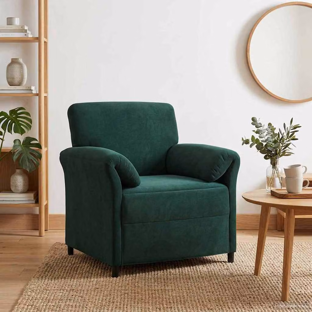 vidaXL Divano 1 posto in velluto verde scuro con struttura in metallo L: 88 cm, P: 83 cm, H: 95 cm
