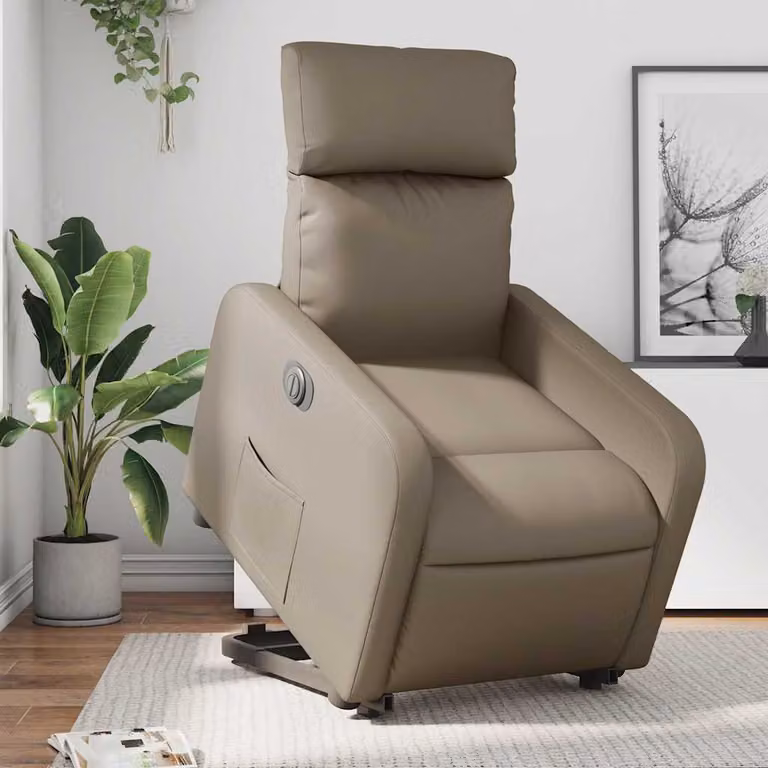 Poltrona Alzapersona Reclinante Elettrica vidaXL in Similpelle Colore Cappuccino