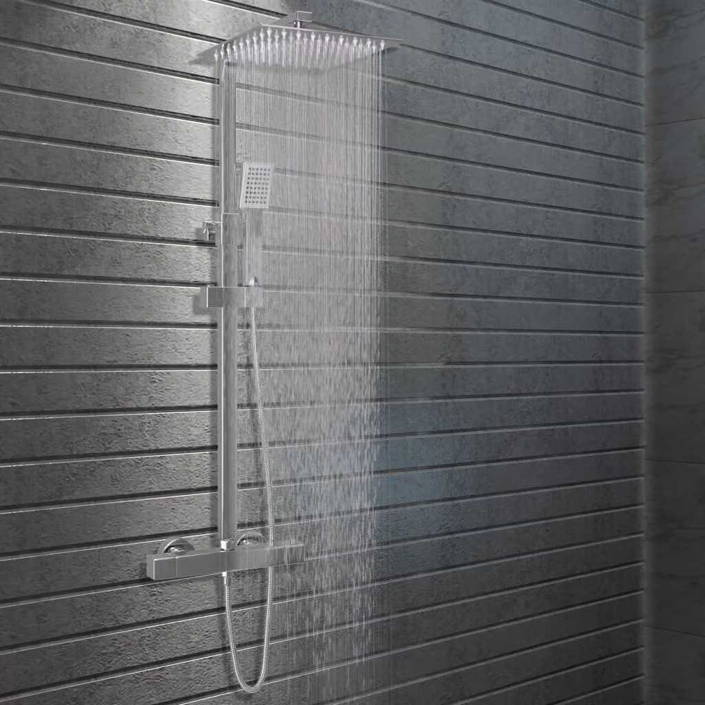 The Living Store Set doccia doppio soffione con termostato in acciaio inox