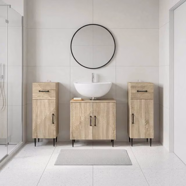 Set di armadietti da bagno in 3 pezzi HAARLEM Rovere Sonoma 3418019
