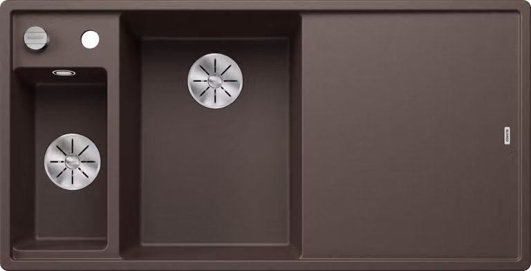 BLANCO AXIA III 6 S, SILGRANIT® PuraDur®, caffè, lavabo a sinistra, con tagliere in vetro