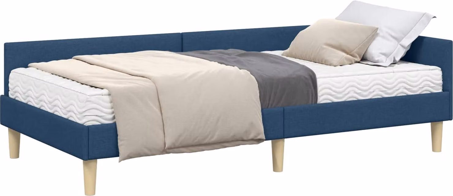 vidaXL Letto angolare con materasso 2 pezzi Tessuto blu
