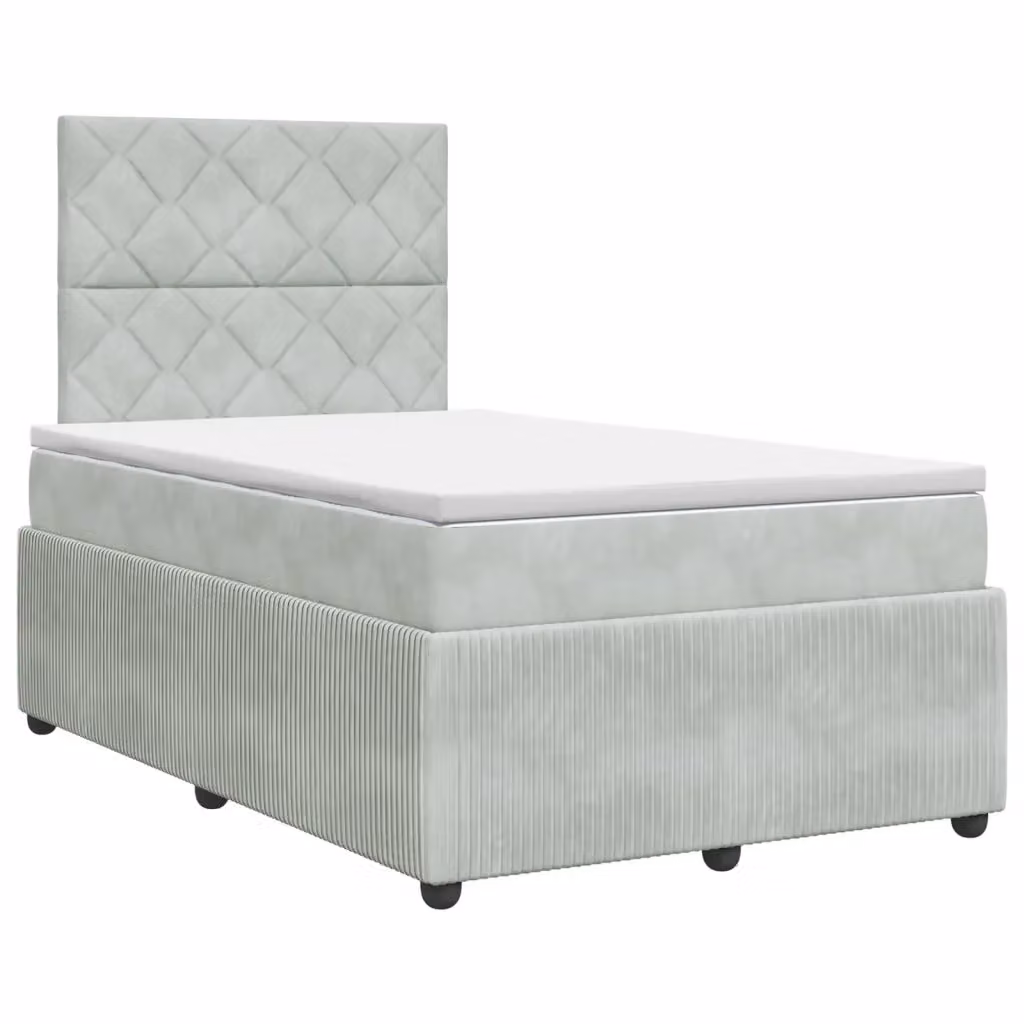 Letto box spring con materasso ibrido vidaXL in tessuto grigio e bianco L/P: 120 x 200 cm – 2