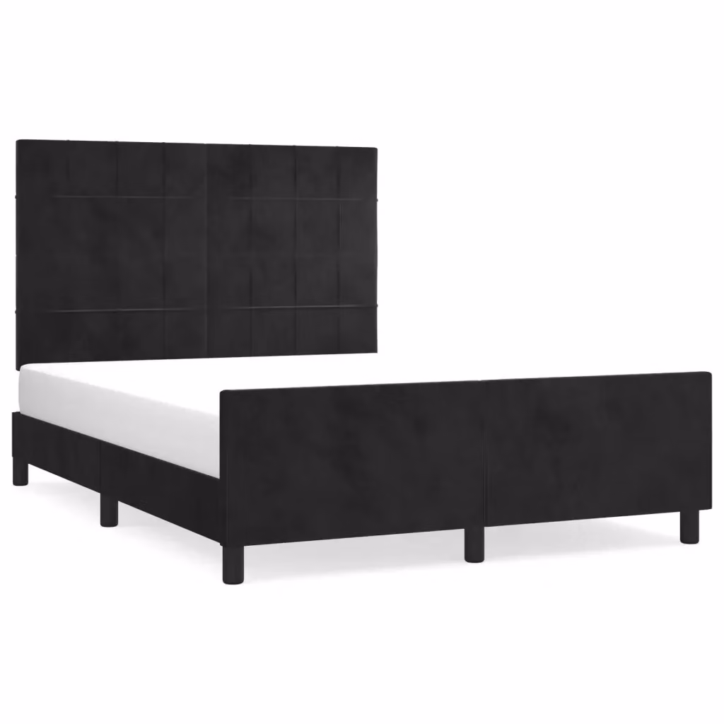 Giroletto vidaXL in Velluto Nero con Struttura in Legno e MDF L/P/H: 203 x 140 x 146 cm – 2