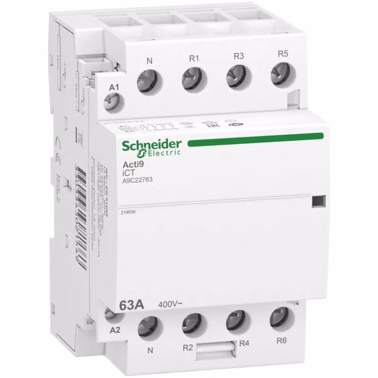 Contattore da installazione Schneider Electric iCT, 63 A, 3P+N, 4 contatti in apertura, 220/240 V 50 Hz A9C22763