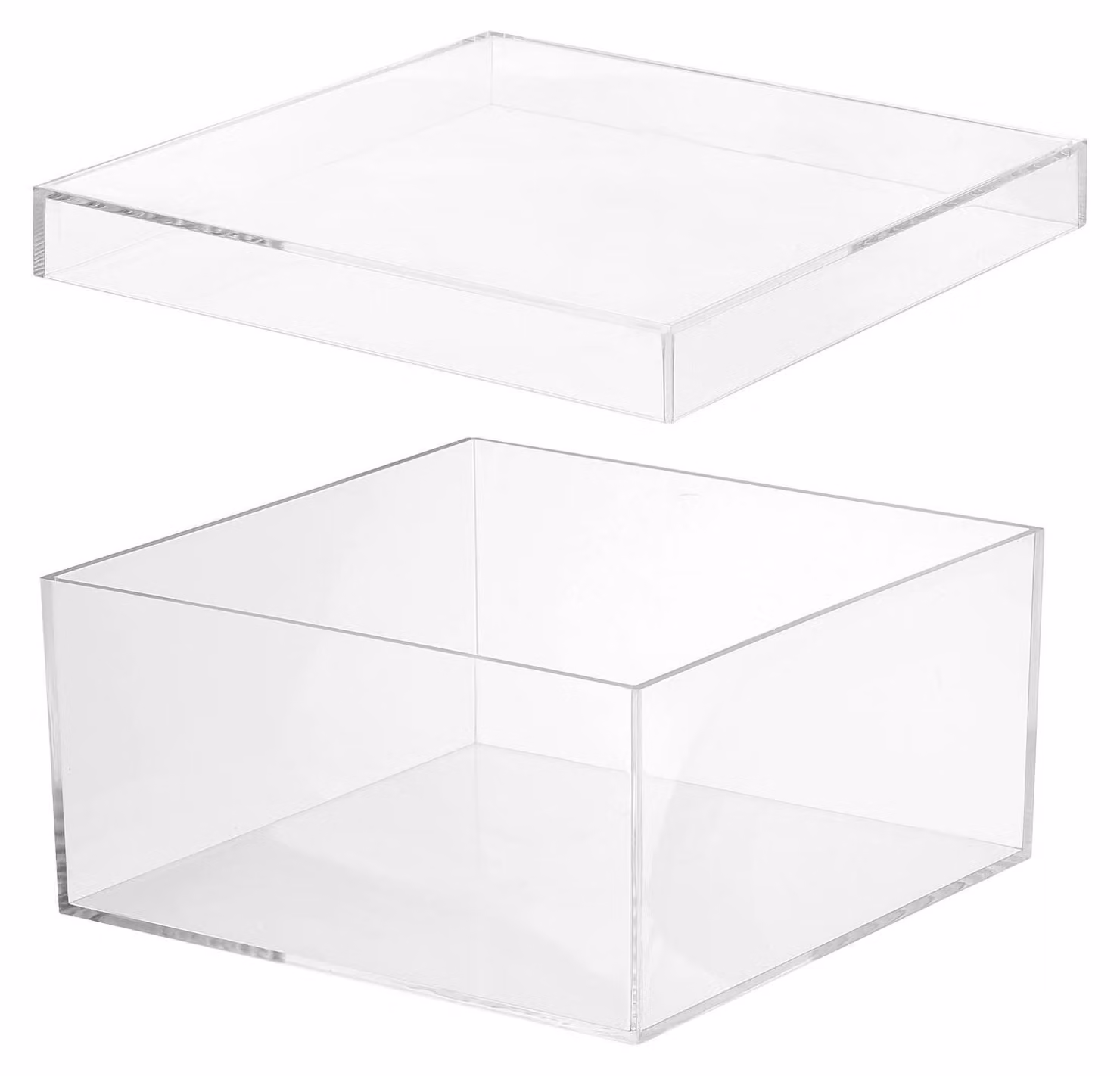 Omgoods - Contenitore trasparente in acrilico con coperchio, 20 x 20 x 10 cm