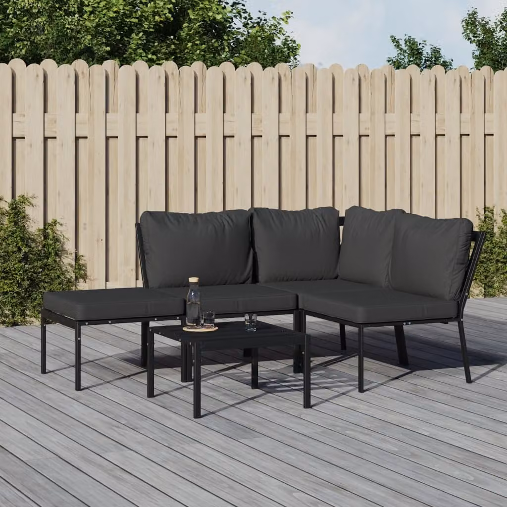 Maison Exclusive - Set da giardino 5 pezzi con cuscini grigi in acciaio