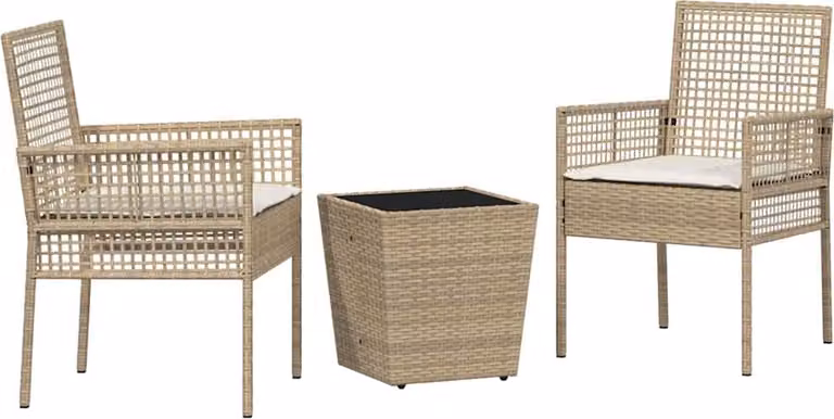 Set Bistro da Giardino 3 pcs Beige polyrattan