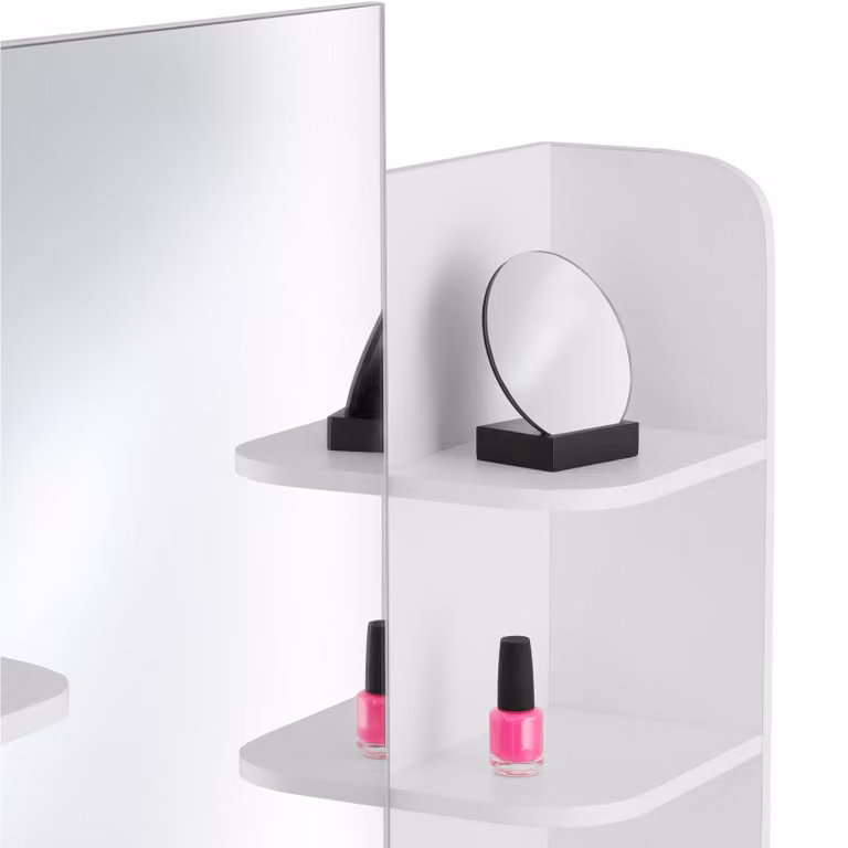 Tavolino da trucco Camille TecTake bianco moderno in MDF e vetro