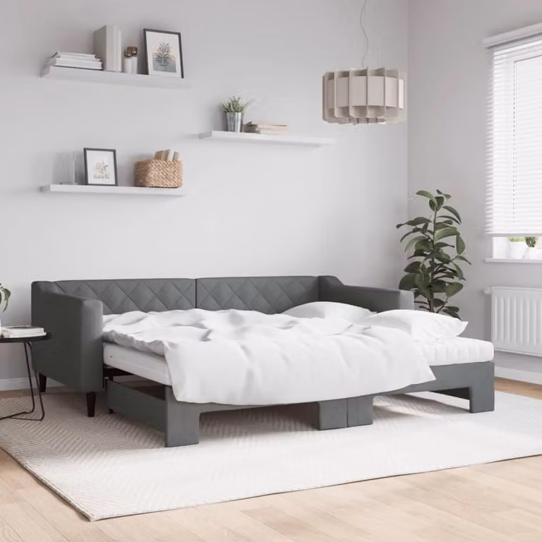 Maison Exclusive - Divano letto estraibile con materasso grigio scuro 90x190 cm in tessuto