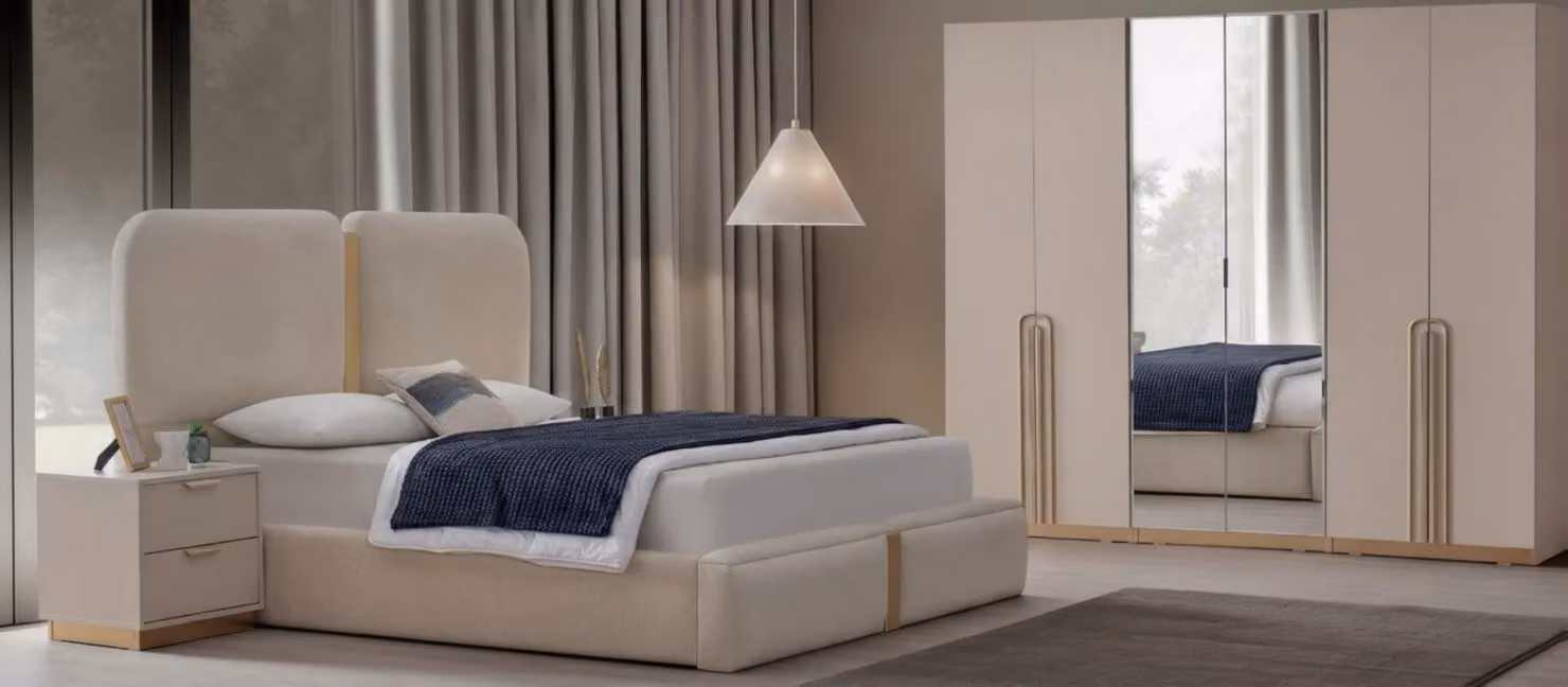 Set completo per camera da letto, composto da 5 elementi, per un'atmosfera elegante e raffinata