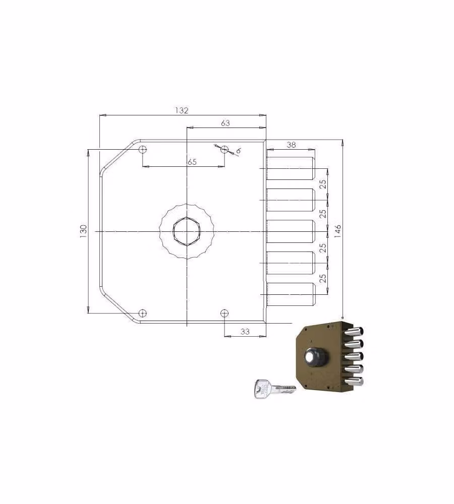 Serratura Sicura Semplice Sx Pompa 3000 Mc Cr