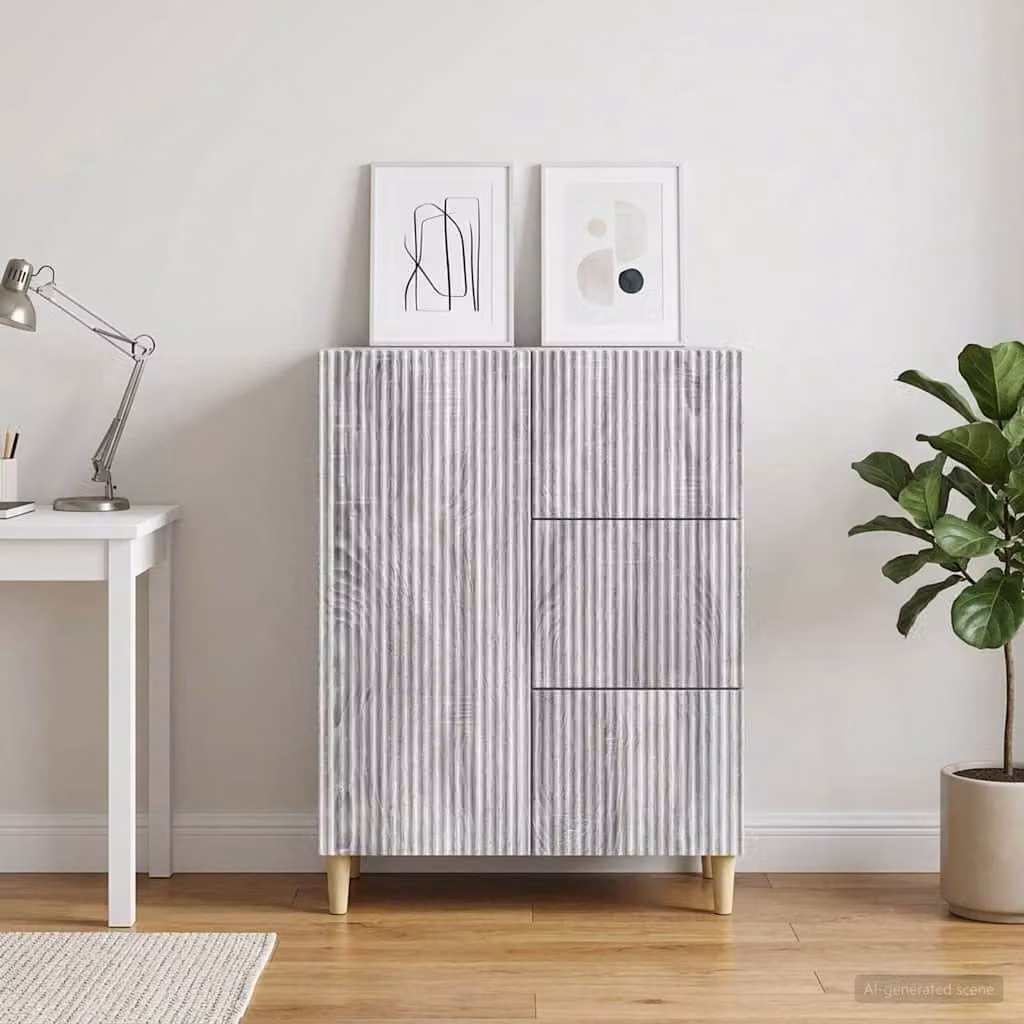 Credenza moderna vidaXL in legno ingegnerizzato Grigio Sonoma, L: 66 cm, P: 34,5 cm, H: 90 cm