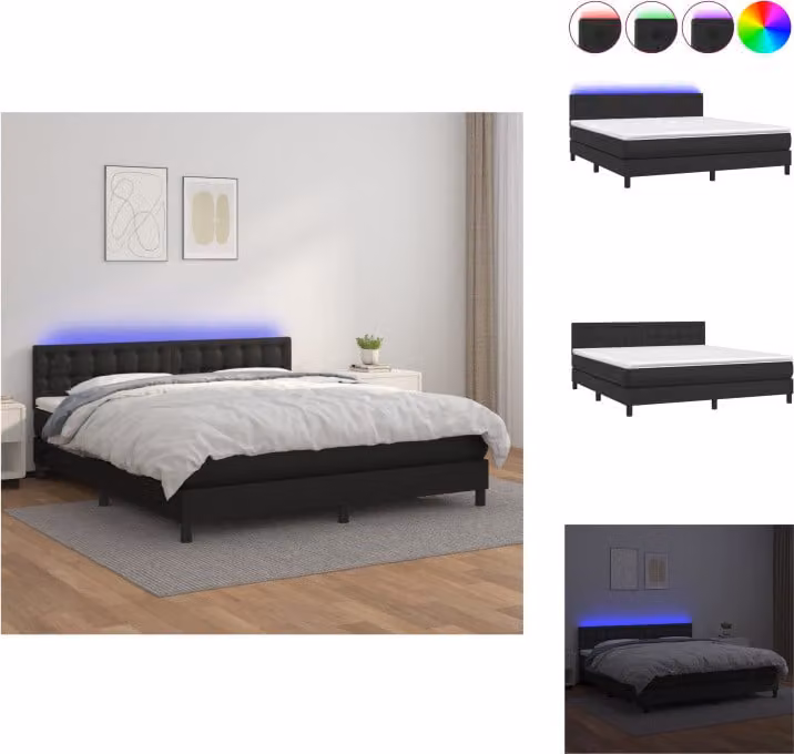vidaXL Letto a molle con materasso e LED nero 160x200 cm in Similcuoio - Letti e strutture letto
