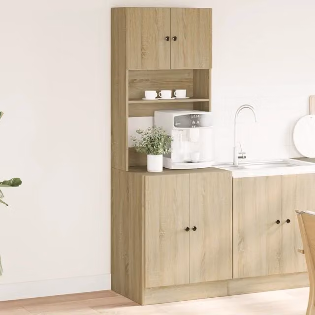 Mobile da cucina moderno vidaXL in legno marrone con ante a battente e cassetti interni L/P/H: 60 x 50 x 180 cm – 1