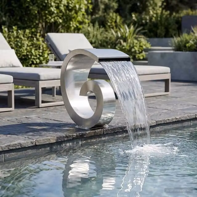 Cascata da Piscina con Luce LED Acciaio Inox 304 42040590