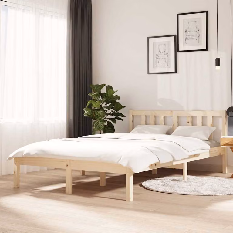Giroletto vidaXL in legno massello di pino color ambra con doghe fisse, L/P/H: 200 x 120 x 69,5 cm