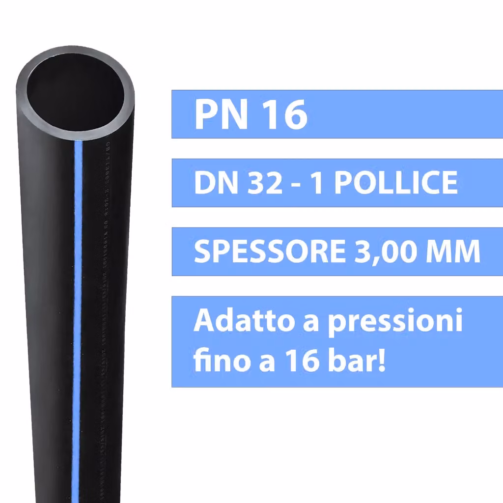 Tubo in polietilene ad alta densità ESTO DN 32 PN 16 colore nero 100 metri – 2