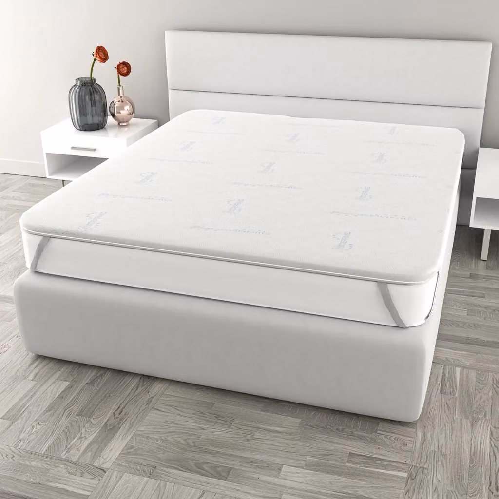 Topper Memory Giordanoshop con Fodera in Poliestere e Bioceramica Bianco L/P: 160 x 190 cm – 2