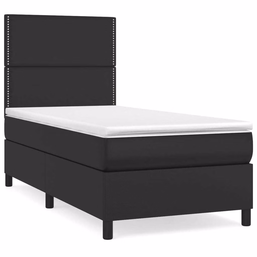 Giroletto a Molle con Materasso Nero 90x190 cm in Pelle finta