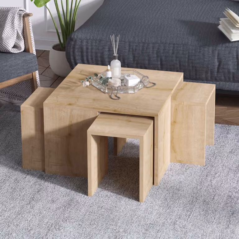 Tavolino impilabile in melaminico effetto legno - Oviala Millie