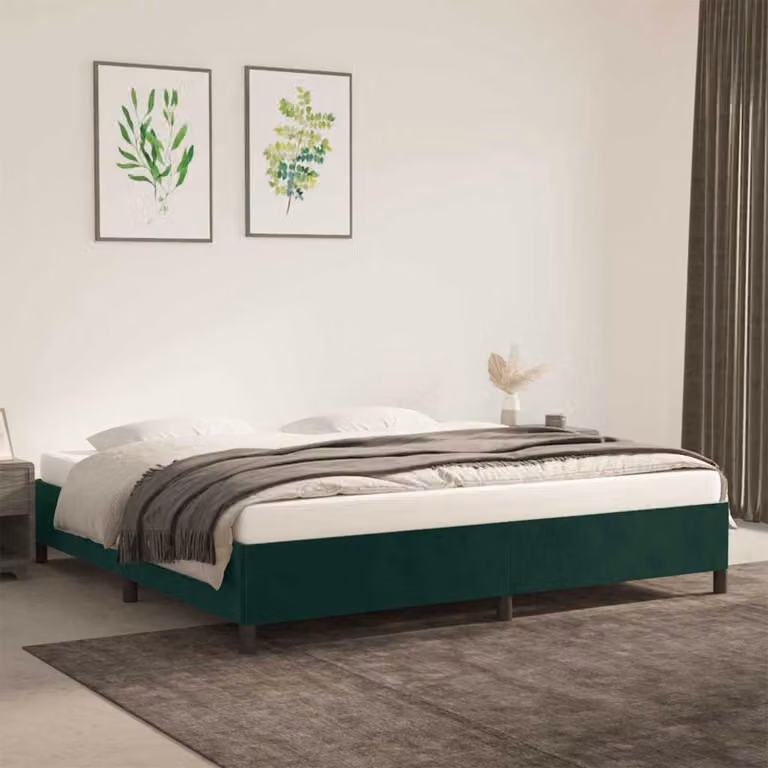 vidaXL Giroletto in Velluto Verde Senza Materasso L/P: 200 x 200 cm