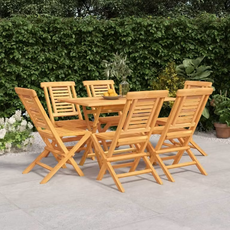The Living Store 7 pezzi. Set da pranzo da giardino in legno massiccio teak