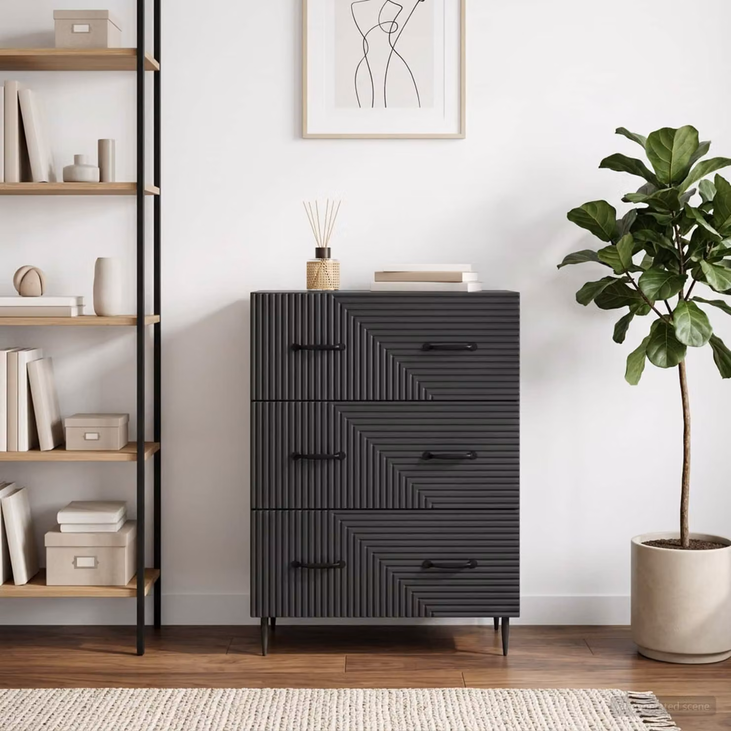 vidaXL Carrello Mobile con Cassetti Nero in Stile Vintage L: 66 cm, P: 34,5 cm, H: 89,5 cm