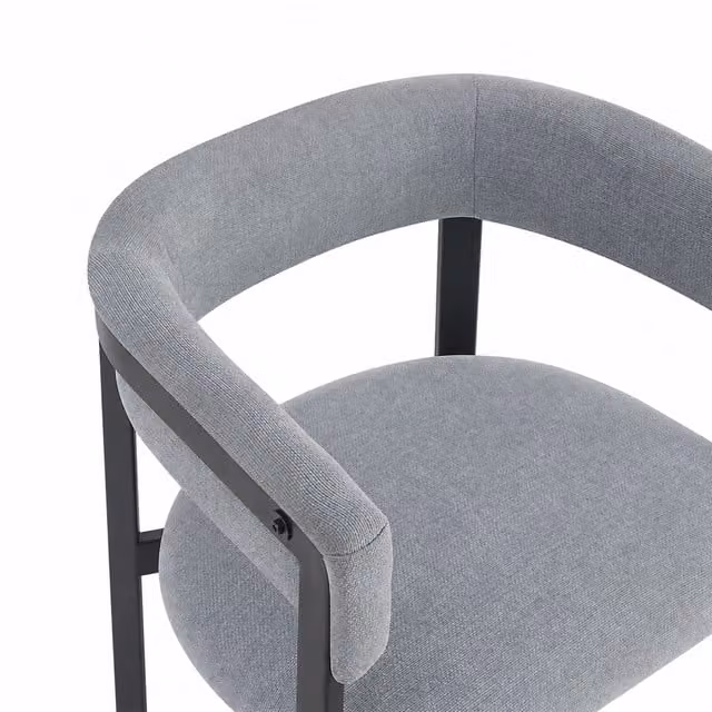 Set da 2 sedie da pranzo REDOM in tessuto chenille grigio con braccioli e struttura in metallo moderno