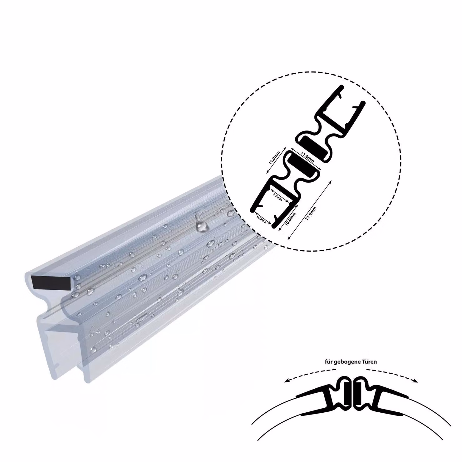 Guarnizione magnetica 6-7 mm per porta doccia, cabina doccia rotonda, 200 cm, DM03