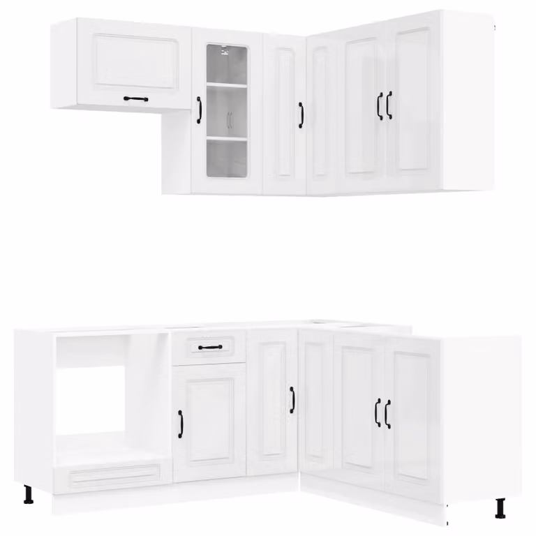 Set di accessori per cucina KALMAR, 8 pezzi, bianco lucido