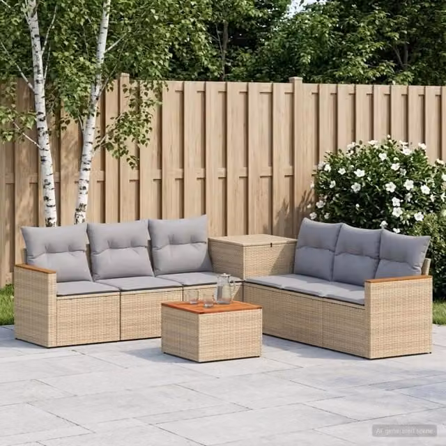 Set di divani 8 pz Beige e Grigio Chiaro 55 x 55 x 37 cm 3448555